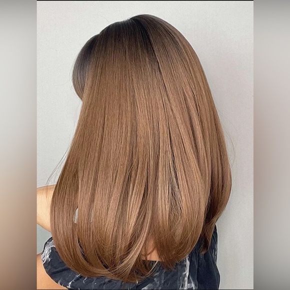 14 inch Short  Ombre  Black to Brown Natural color Synthetic Wig for Dai… - Picture 11 of 12